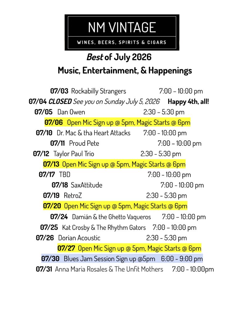 July 2026 Live Music